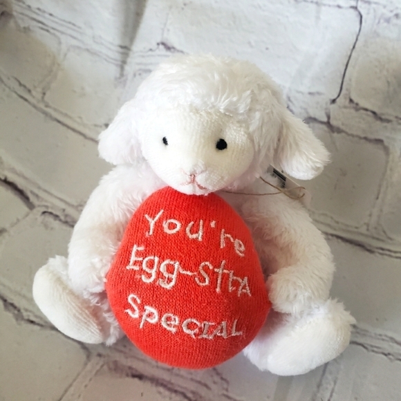 Boyds Mini Message Lamb You're Egg-stra Special Plush 4-Inch Year 2004 White Red - Picture 1 of 11